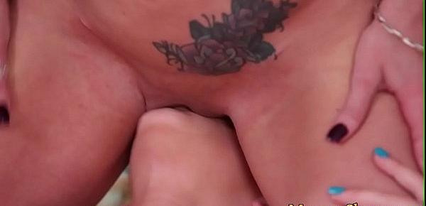  Tattooed stepdaughter tribbing milfs cunt